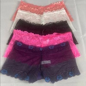 Women’s Set of 5 Chuns Lingerie Lace Boyshorts. Size F. Fits most XXS-M